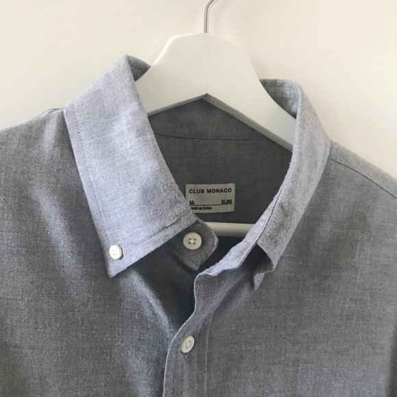 Club Monaco grey melange flannel shirt. - Picture 4 of 8